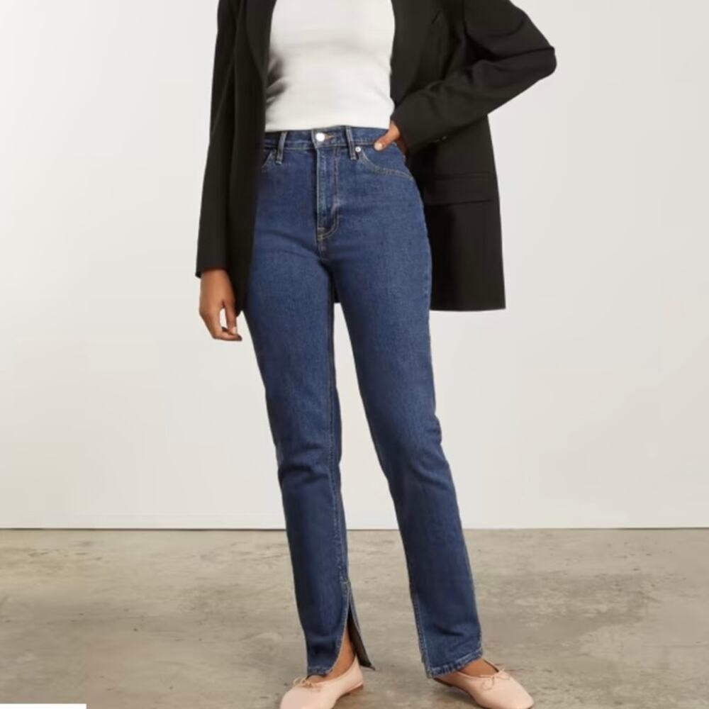 Everlane The Cheeky Split-Hem Straight Leg Denim Jeans Midnight Wash Size 28